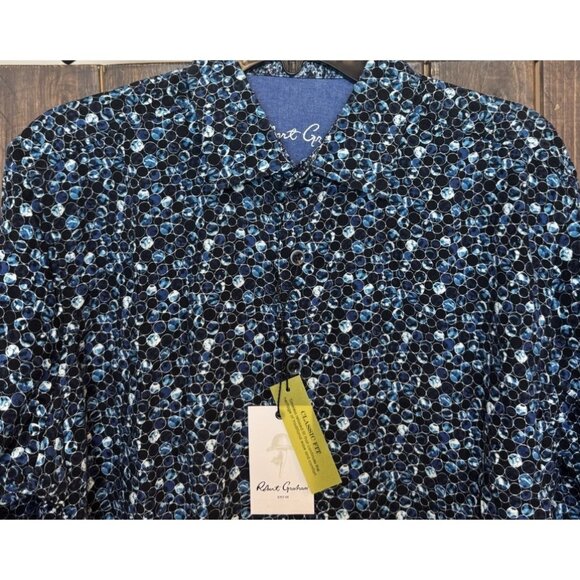 Robert Graham Size Medium Stargazer Long Sleeve Button Down Shirt Blue NWT $218 - Picture 1 of 10